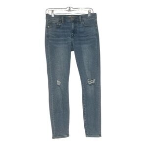 7 For All Mankind Luxe Vintage Ankle Skinny Jeans Size 27 Light Blue Rip Knee